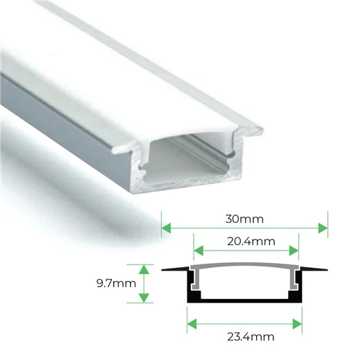 3m Recessed Aluminium Channel for LED Strip Light Bing Light 23x10mm