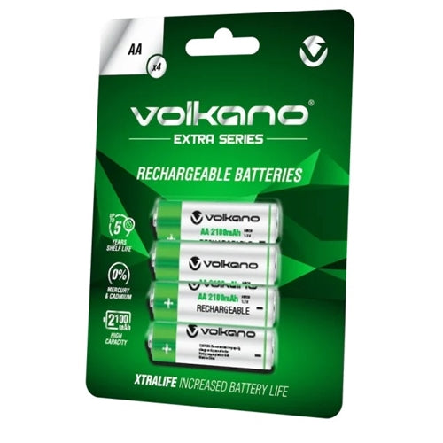 Volkano Extra Series Rechargeable AA Batteries Pack of 4 VK-8102-GN