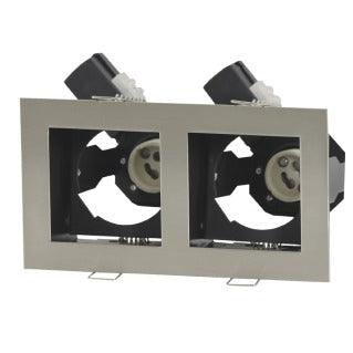 GU10 Fixed Double Downlight Square Fitting - DL082 Satin - Light Market
