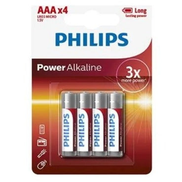 PHILIPS POWER ALKALINE AAA BATTERIES 1.5V 4 PACK - Light Market