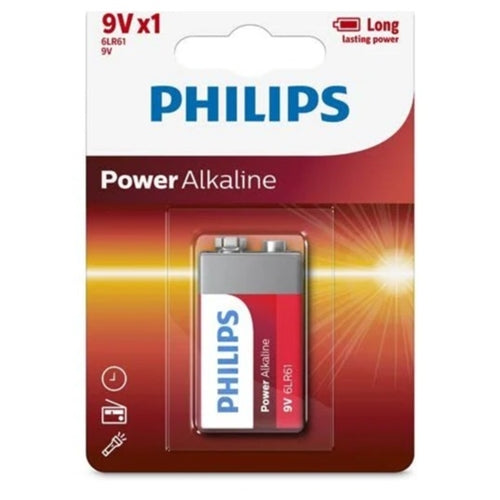 PHILIPS POWER ALKALINE BATTERIES 9V - 1 Pack - Light Market