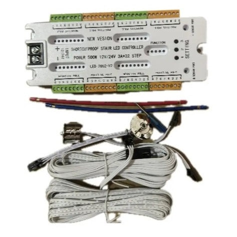 PIR Motion Sensor Stair Controller DC 12V 24V 500W V2-STEP-1002 32-Channels Staircase Controller - Light Market