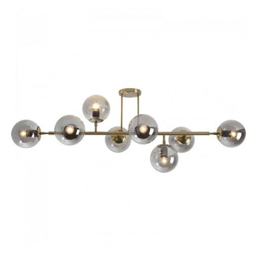 Satin Gold Metal Chandelier with Smoke Colour Glass - CF562/8GD - Light Market