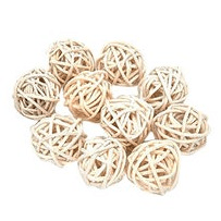 10 Rattan Balls With String - Light Market