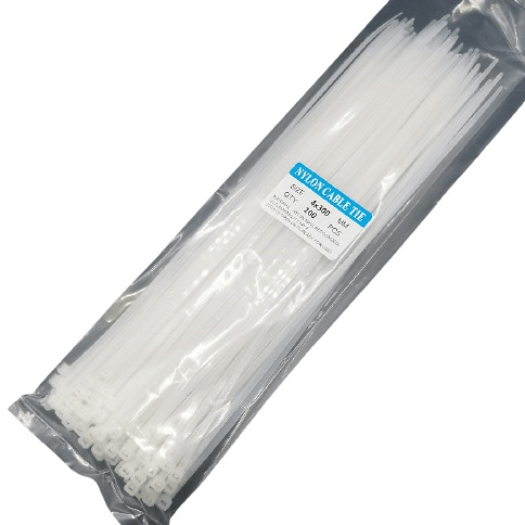 100 Piece White Cable Ties 4x300mm - Light Market