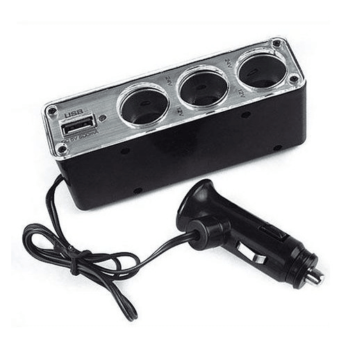 12v 1-to-3 Car Outlet Adapter With USB Port - WF-0096 - Light Market