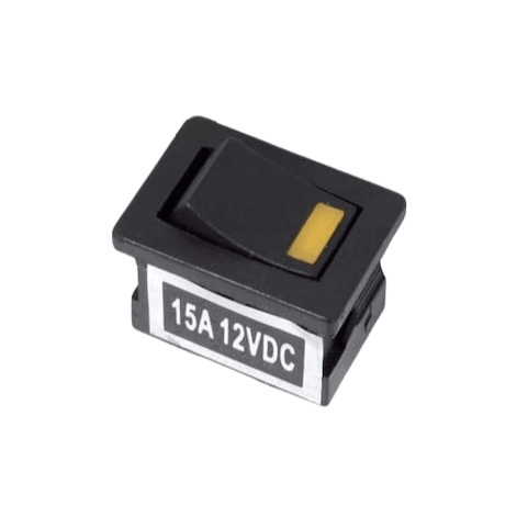 12v 15a Rocker Switch Black/Amber 4 Pin