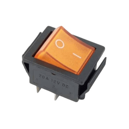 12v 20a Rocker Switch Square Black/Amber 4 Pin - Light Market