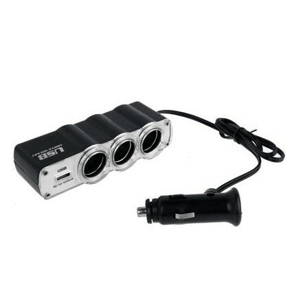 12V / 24V 1-to-3 Car Outlet Adapter With USB Port - WF-0120 - Light Market