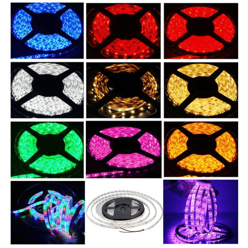 12v 8mm 3528 60 Led Strip Light Ip65 5m Roll With Female Dc Blue Bing Light - Light Market