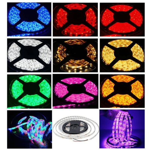 12v 8mm 3528 60 Led Strip Light Ip65 5m Roll Yellow Bing Light - Light Market