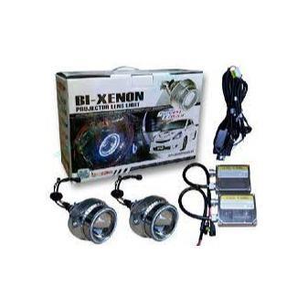 12v H4 Hid Bi-Xenon Projector Lens With Blue Angel Eye Rings 6000k Bing Light - Light Market