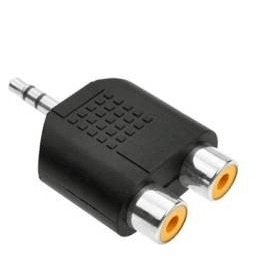 2 RCA Female to 3.5mm Aux Stereo Male Jack Connector AV Video Splitter Cable Adaptor - Light Market