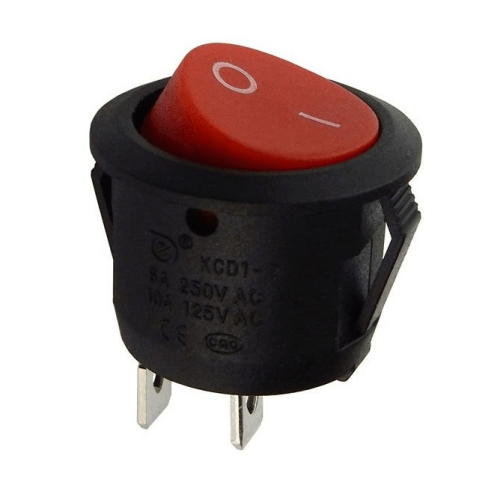 250v 6a Rocker Switch Round Black/Red 2 Pin KCD1-106 - Light Market