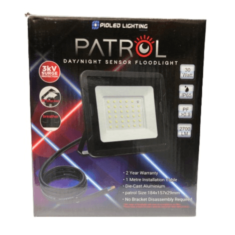 30w Led Flood Light With Day/Night Sensor 6000k Patrol Pioled - Light Market