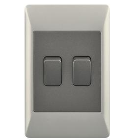 4x2 2 Lever Light Switch 2 way Champagne & Charcoal ESW072/2 Duo Bright Star - Light Market