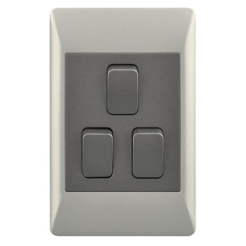 4x2 3 Lever Light Switch Champagne & Charcoal ESW073 Duo Bright Star - Light Market