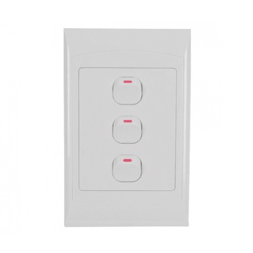 4x2 3 Lever Light Switch White A103 Redisson - Light Market