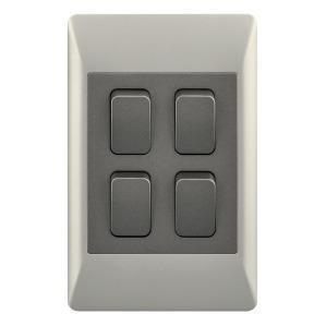 4x2 4 Lever 2 Way Light Switch Champagne & Charcoal ESW074/2 Duo Bright Star - Light Market