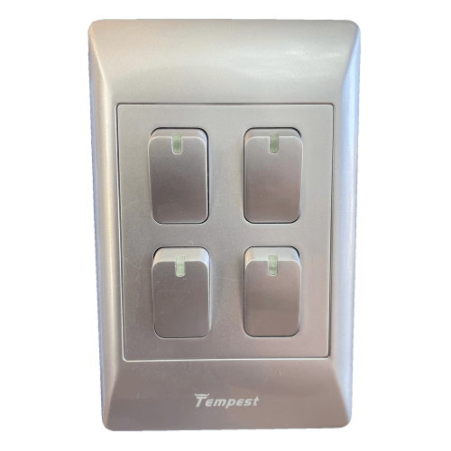 4x2 4 Lever Light Wall Switch Silver TNC-SA-004/S Tempest - Light Market