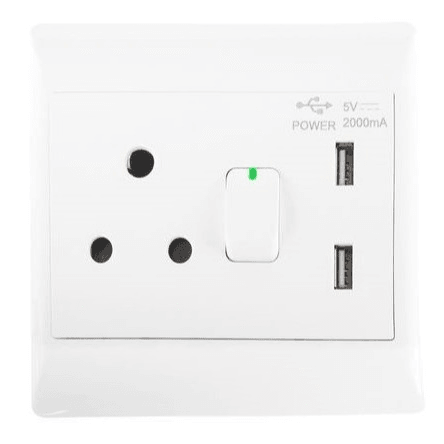 4x4 Single Wall Plug With 2 x Usb White TNC-SA-031 Tempest - Light Market