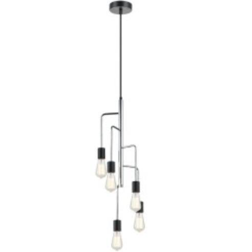 5 x E27 Chrome Black Chandelier Pen620/5 - Light Market