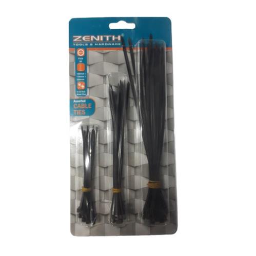 60 Piece Black Assorted Cable Ties - Light Market