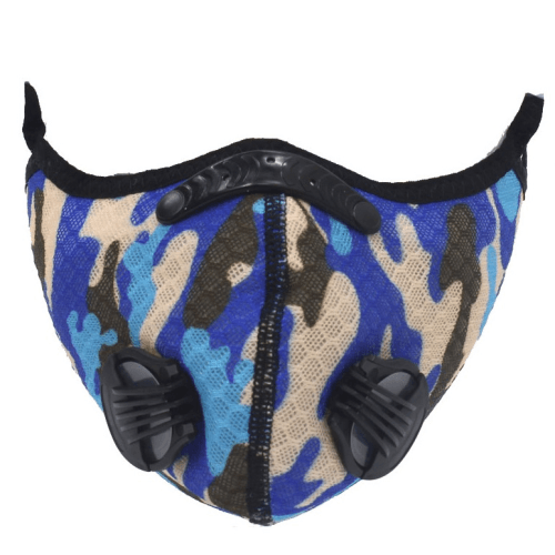 Adults Dual Valve Sports Face Mask - Camo Blue - Light Market