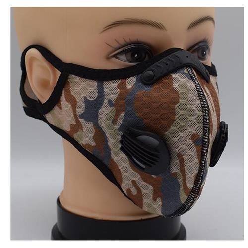 Adults Dual Valve Sports Face Mask - Camo brown - Light Market