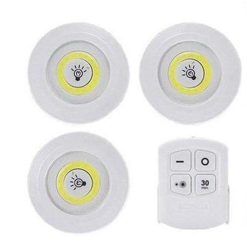 Battery Operated Round Led Light With Remote Set Of 3 - Light Market
