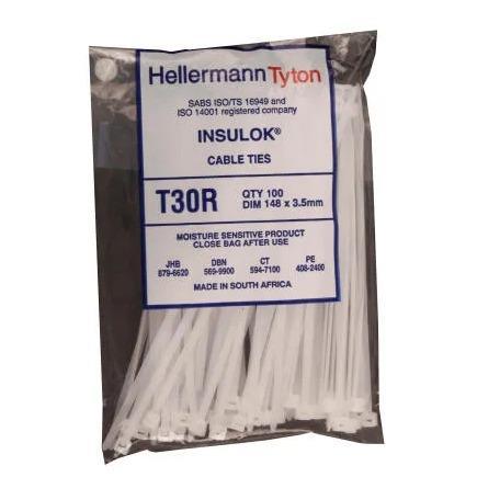 Hellermann Tyton Cable Ties T30R 150x3.5mm 100 Pack - Light Market