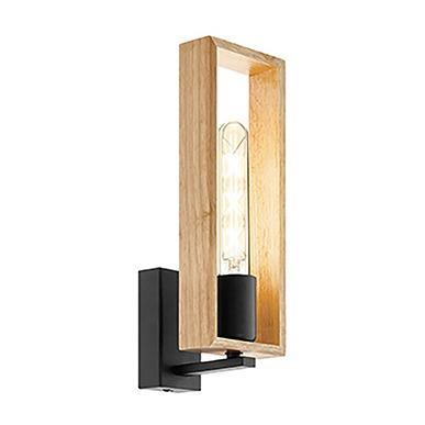 Littleton 1LT Wall Light Black & Wood W582 - Light Market