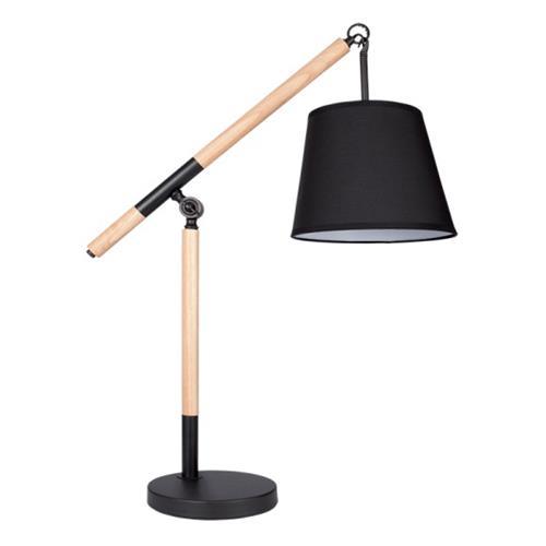 Metal and Wood Table Lamp with Black Fabric Shade TL141 - Light Market