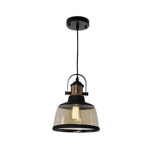 Metal Pendant with Cognac Coloured Glass PEN602 Black - Light Market
