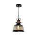 Metal Pendant with Cognac Coloured Glass PEN602 Black - Light Market