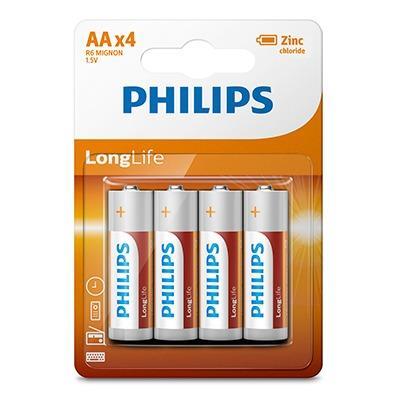 PHILIPS LONGLIFE ZINC AA BATTERIES 1.5V 4 PACK - Light Market