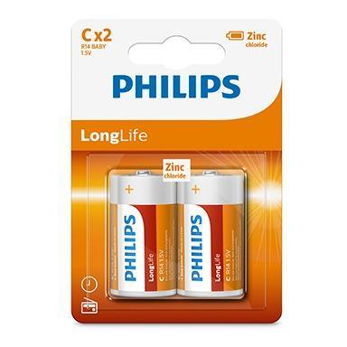 PHILIPS LONGLIFE ZINC C BATTERIES 1.5V 2 PACK - Clearance Sale - Light Market