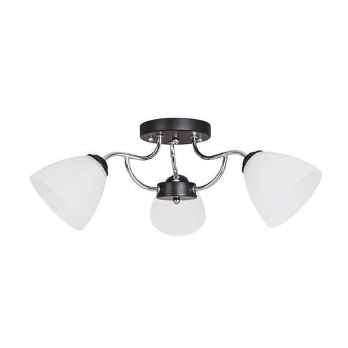 Polished Chrome and Black Metal Chandelier with Frosted Glass CH178/3 - Light Market