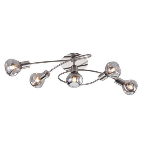 Satin Chrome Ceiling Fitting with Smoke Glass CF468/5 Smoke - Light Market