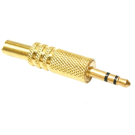 Stereo Male Connector - Gold Metal Plug. 3.5mm - Light Market